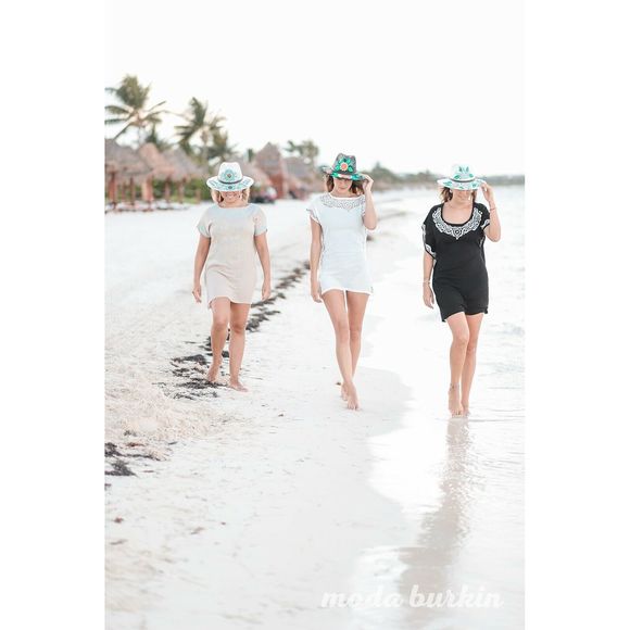 TZ Tunic Beach Coverup Tunic Floral Print White - Picture 6 of 9